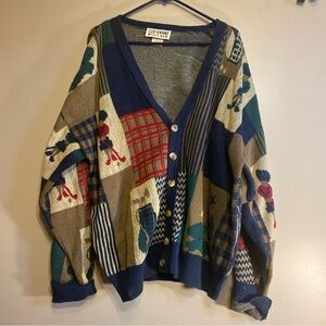 Vintage Club Newport 100% Cotton Patchwork Not Cardigan Men’s XL golf Theme